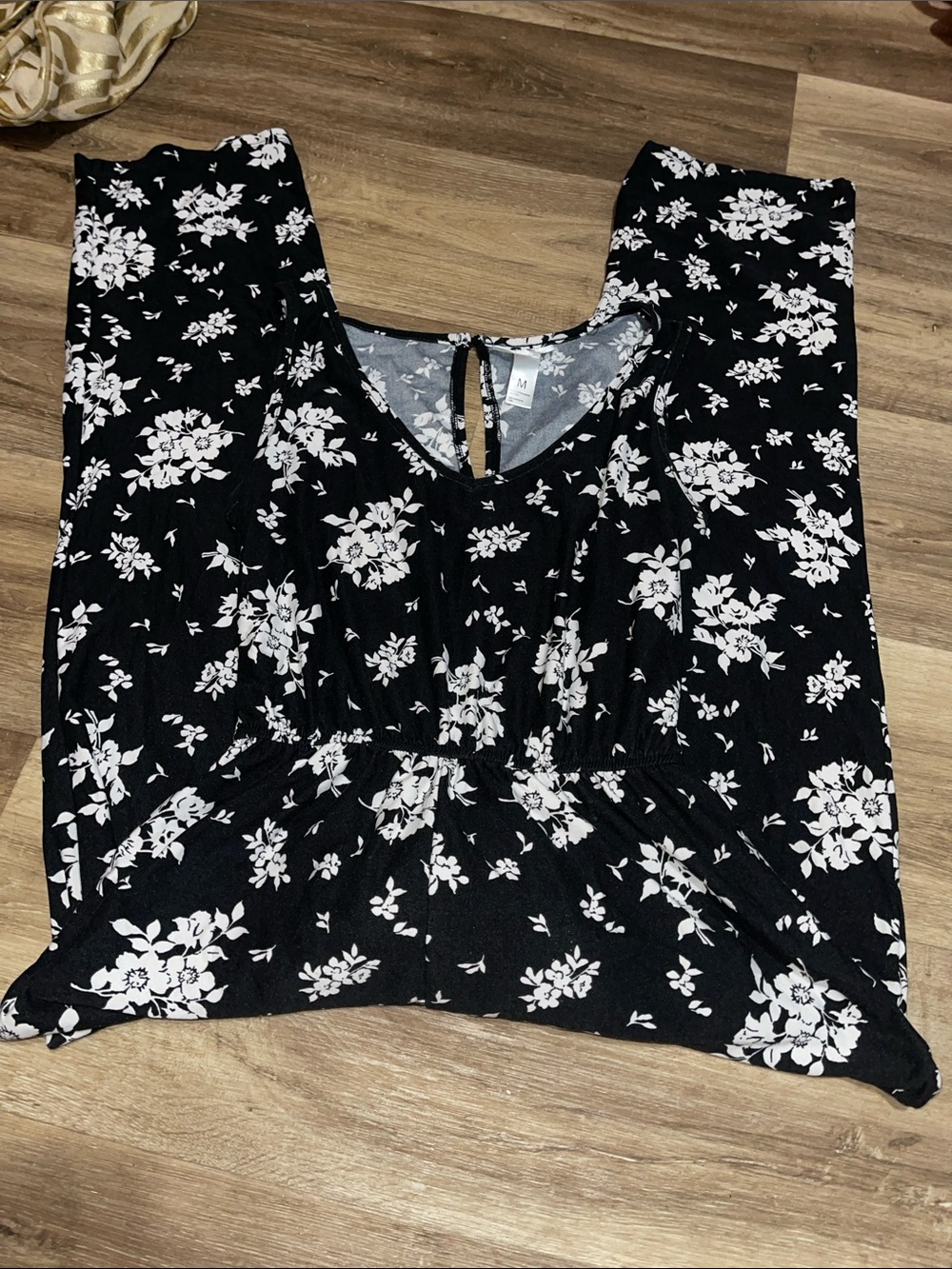 just be Black and White Floral Jumpsuit